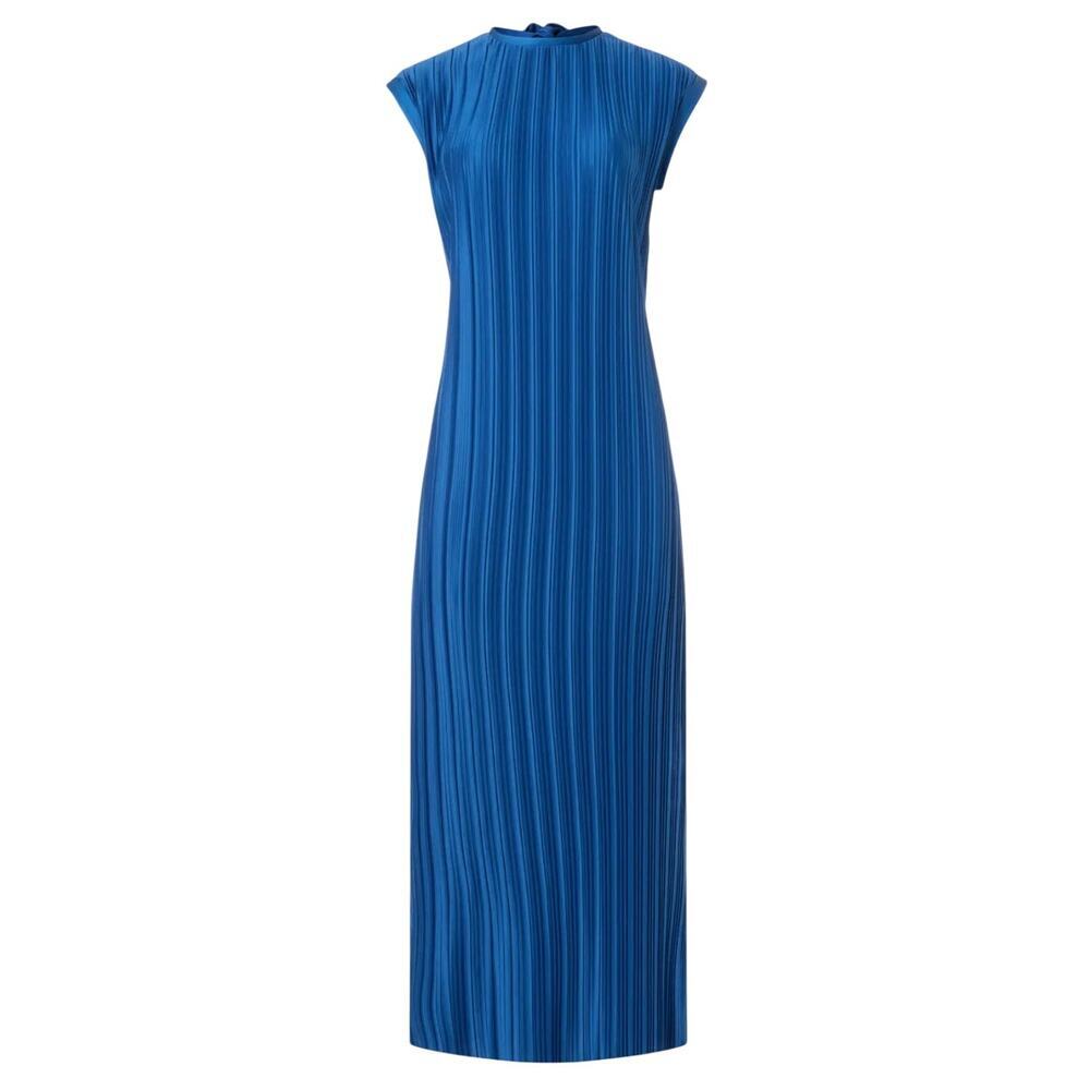 Atlein x RTR Navy Plisse Midi Dress in Blue, Size M
